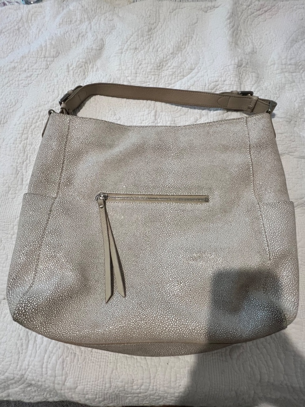 Sorial Lexi metallic taupe stingray-embossed leather hobo bag - Picture 14 of 14